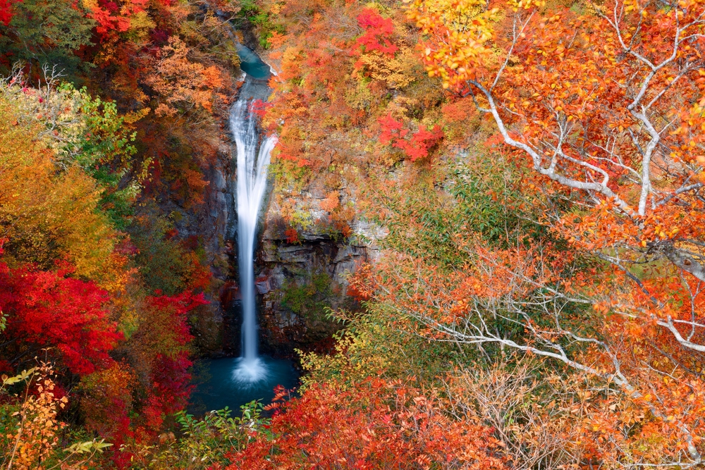 Aerial view of Komadome Waterfall