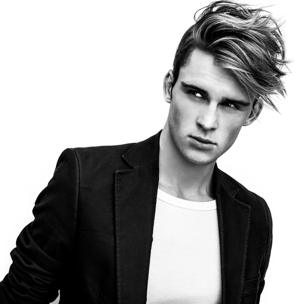 Fashion studio portrait of man BW