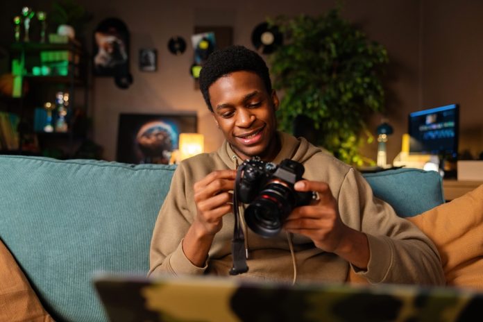 Happy Photographer with a new camera