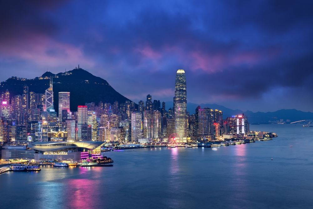 Hongkong during sunset in blue hour