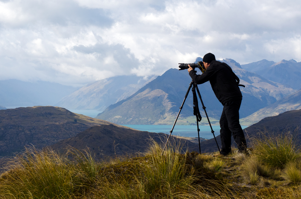 Landscape photographer in the mountains