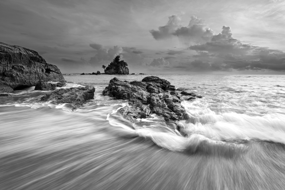 Beautiful long exposure seascape in black and white