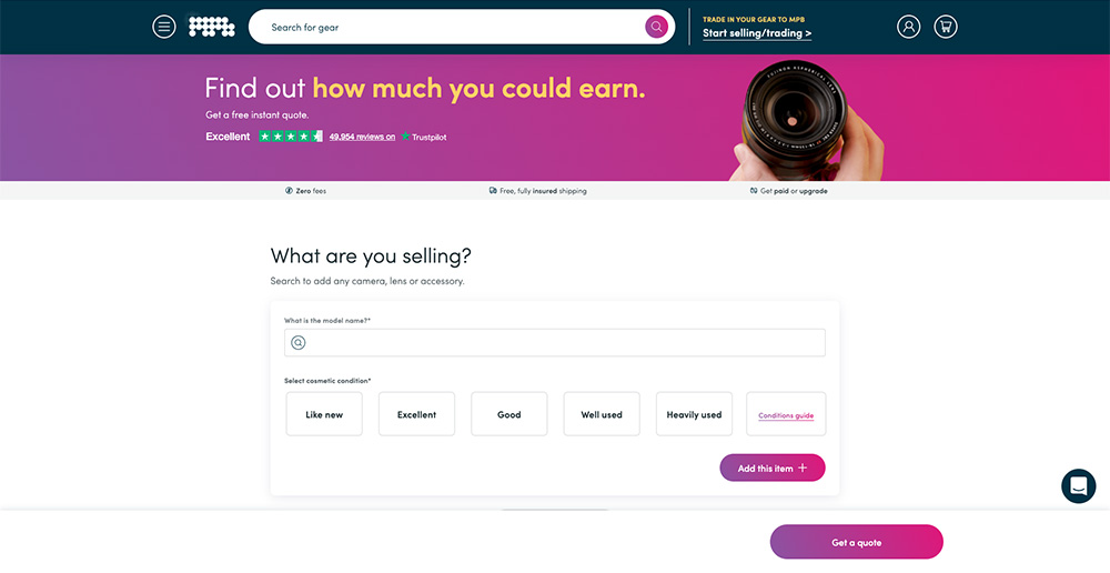 selling on mpb camera